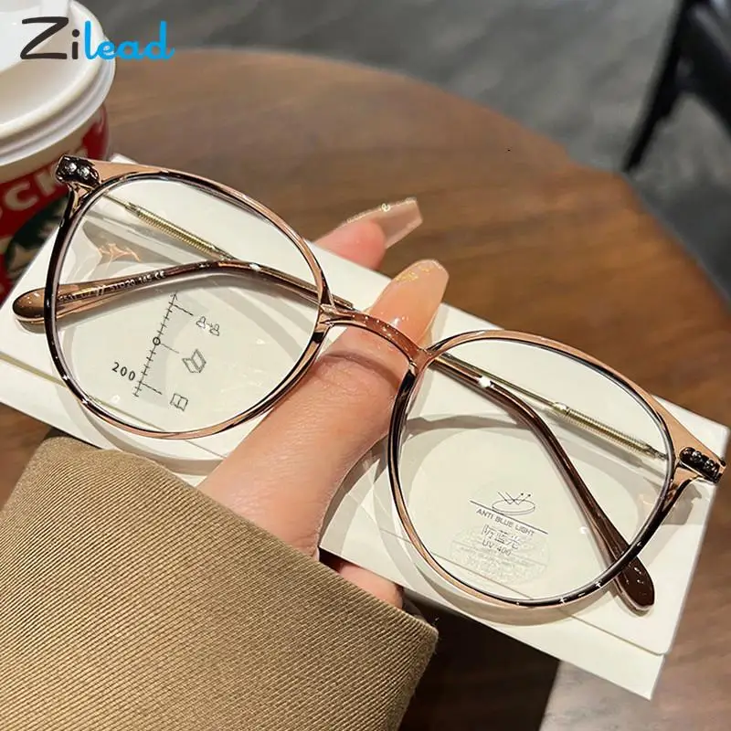 Top Trends: Zilead Progressive Multifocus Reading Glasses Women Men Ultralight Round Anti Blue Rays Presbyopia Glasses Multi-focus Eyewear Shoppable Styles