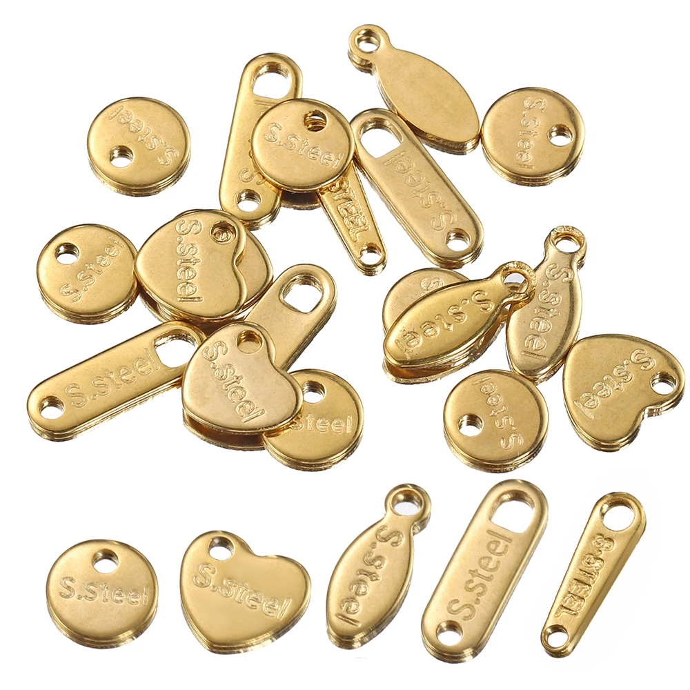 Top Trends: No Fade 50pcs Stainless Steel End Charms Pendants Vacuum Plating Gold Color Chain Extension Tail Charms For Jewelry Making DIY Shoppable Styles