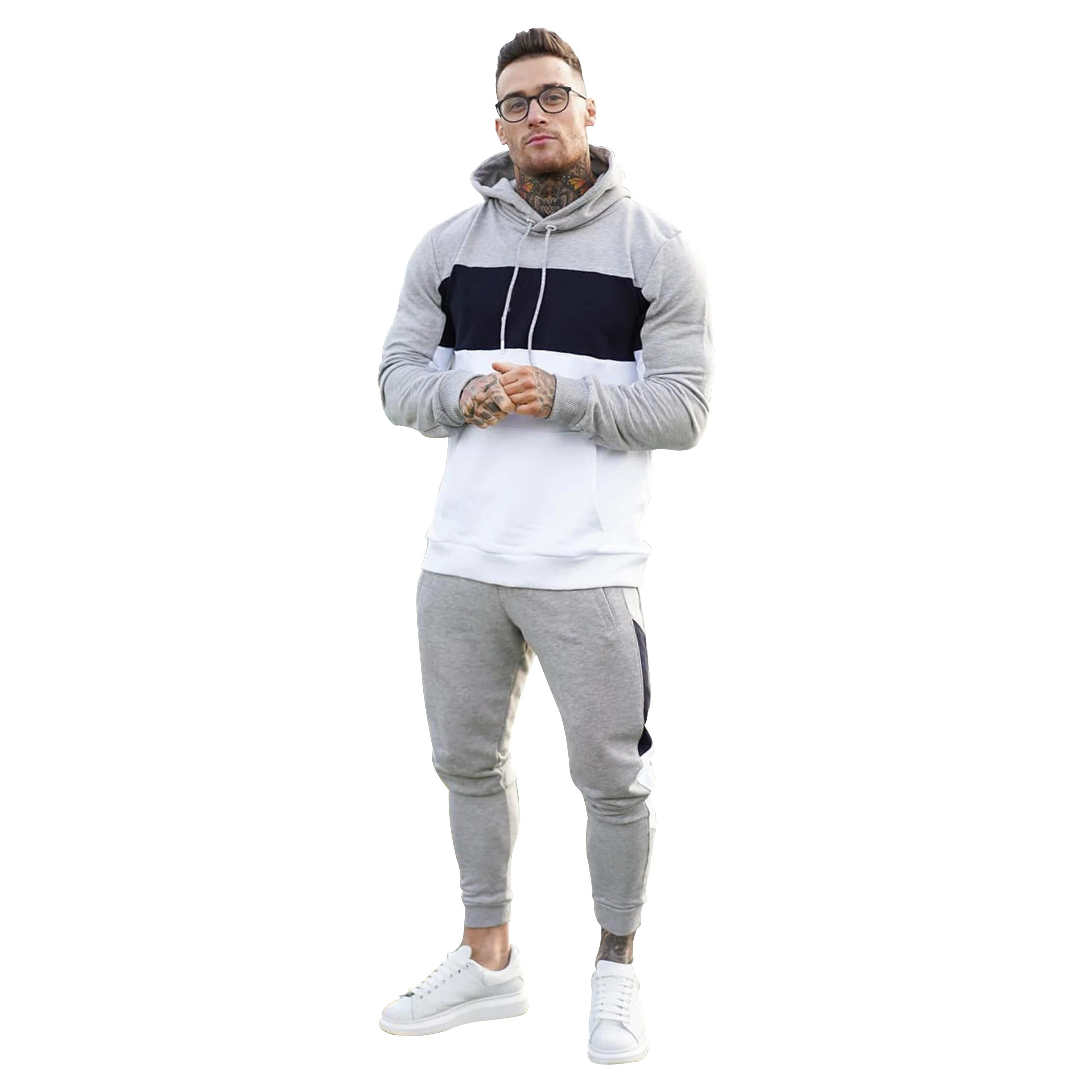 Top Trends: 2023 Sets Men New Sports Sweater Trousers Suit Men&#039;s Casual Stitching Long-sleeved Hooded Trend Tracksuit Plus Size Sweatsuit Shoppable Styles