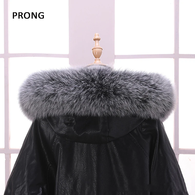 Top Trends: 100% Real Fox Fur Collar Coat Hood Fur Strip Winter Coat Jacket Fur Collar For Women Female Neck Cap Long Warm Genuine Fur Scarf Shoppable Styles - Image 5