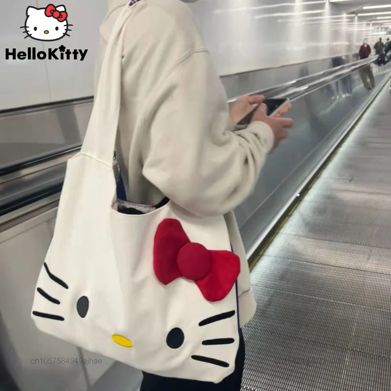 Top Trends: Sanrio Hello Kitty 2022 New Trend Canvas Bags Large Capactiy Shoulder Bag Women Casual Tote Y2k Female Luxury Handbags Cute Bags Shoppable Styles