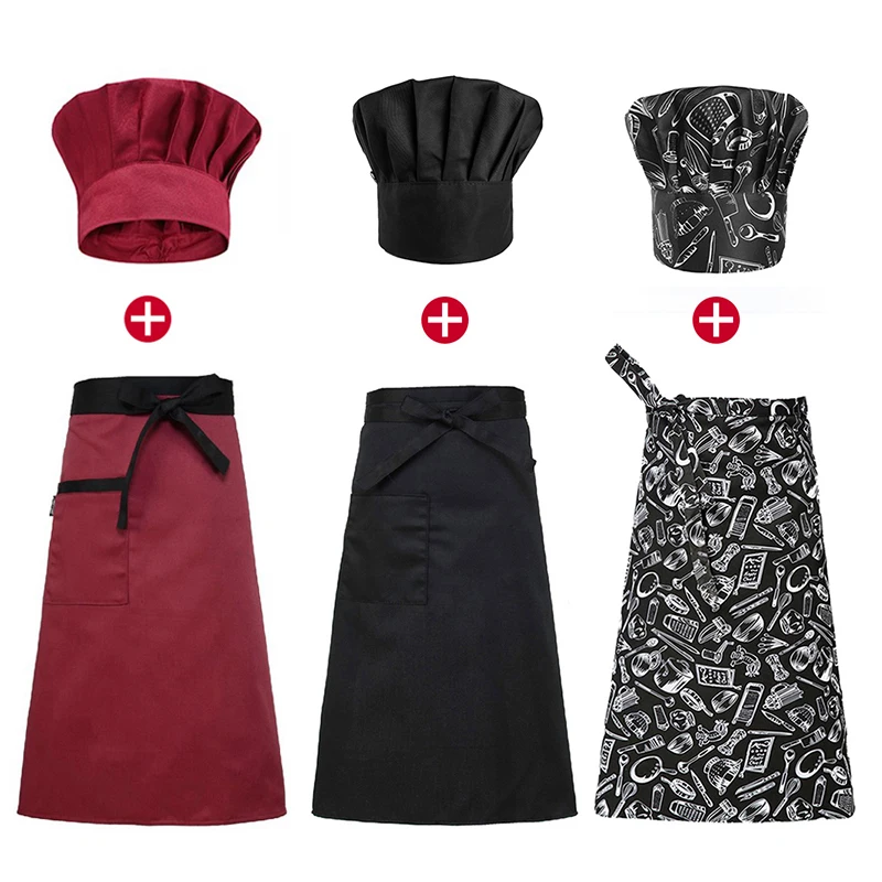 Top Trends: Kitchen Apron Restaurant Aprons For Women Hotel Chef Pinafore For Man Bakery Cook Cooking Hat Cafe Waiter Bar Bartender Work Cap Shoppable Styles