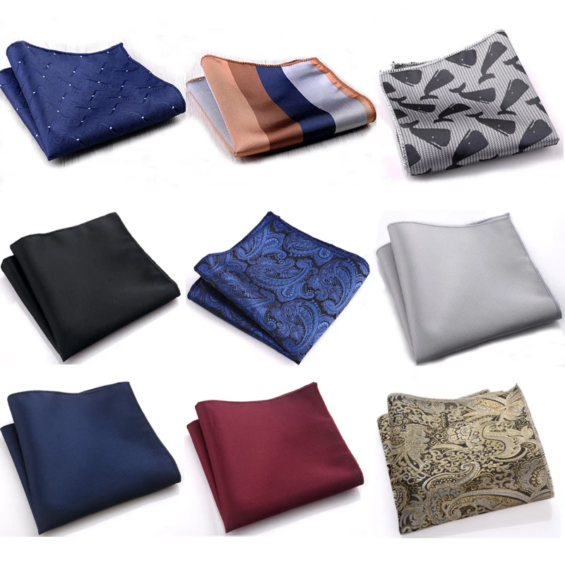 Top Trends: New 23*23cm Handkerchief For Mens Suits Small Pocket Square For Wedding Scarves Vintage Fabric Scarf Hankies Shoppable Styles