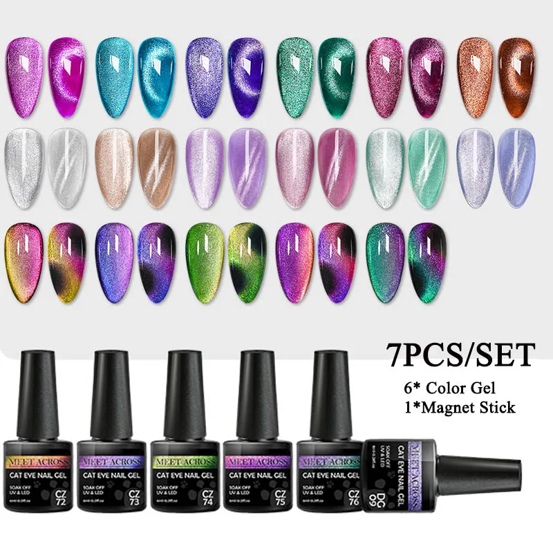 Top Trends: Cat Eyes Magnetic Nail Gel Polish Set With Magnetic Stick Spar Cat Starry Shining Chameleon Laser Cat Eye Hybrid Varnishes Shoppable Styles