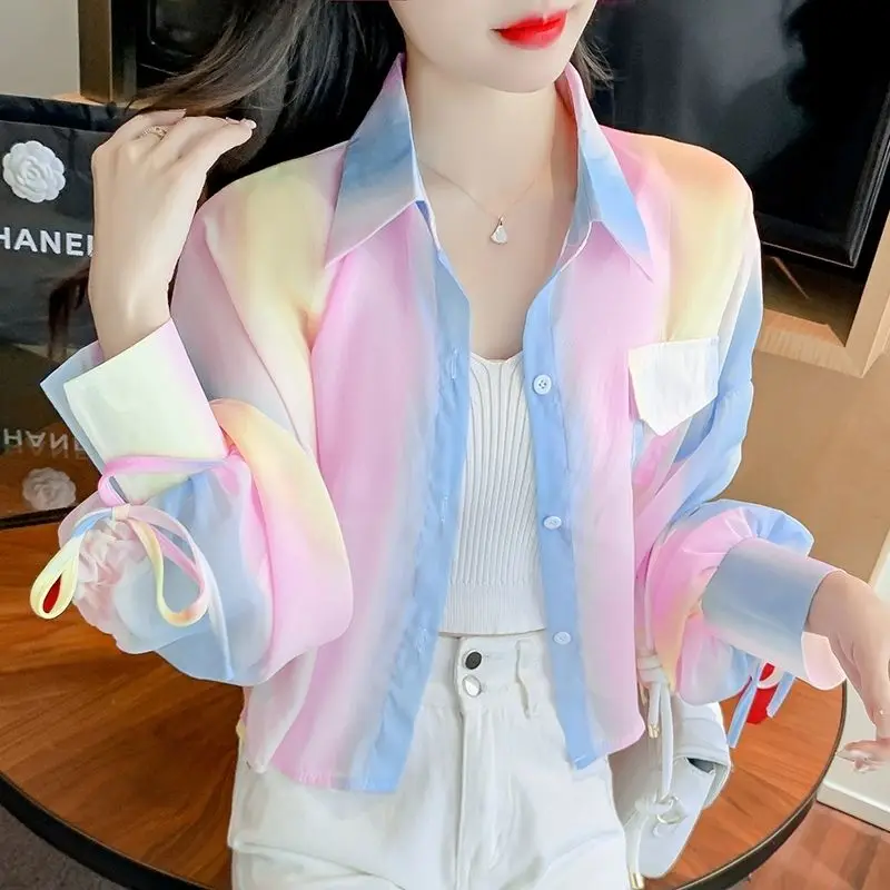 Top Trends: Stylish Lapel Button Spliced Shirring Bandage Bow Color Shirt Female Clothing 2023 Spring New Casual Tops Loose Korean Blouse Shoppable Styles