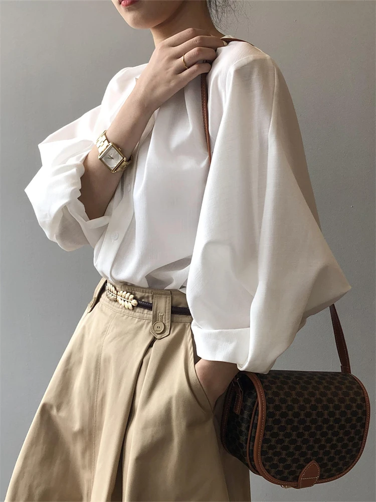 Top Trends: Women Blouse Female Shirt Summer Women Blouses Spring Maxi Blusas Casual Elegant Vintage Long Sleeve Cotton Oversize Loose White Shoppable Styles