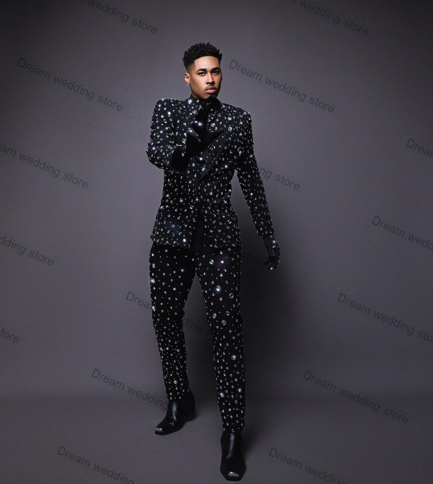 Top Trends: Glitter Crystal Men Suit Set Blazer+ Pants Formal Coat Jacket Office Business Male Guest Event Wedding Outfit Custom Made Shoppable Styles