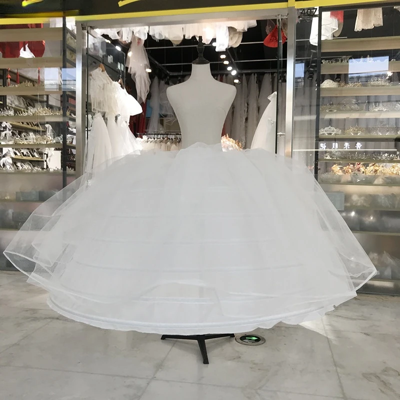 Top Trends: White Tulle 7 Hoops 3 Layers Petticoats For Wedding Dress Plus Size Fluffy Ball Gown Underskirt Crinoline Pettycoat Hoop Skirt Shoppable Styles