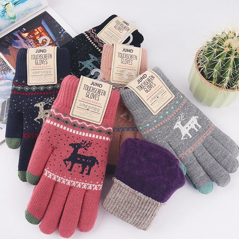 Top Trends: Snowflake Printing Gloves Phone Touch Screen Knitted Gloves Winter Thick Keep Warm Gloves Elks Xmas Mittens Full Finger Gloves Shoppable Styles