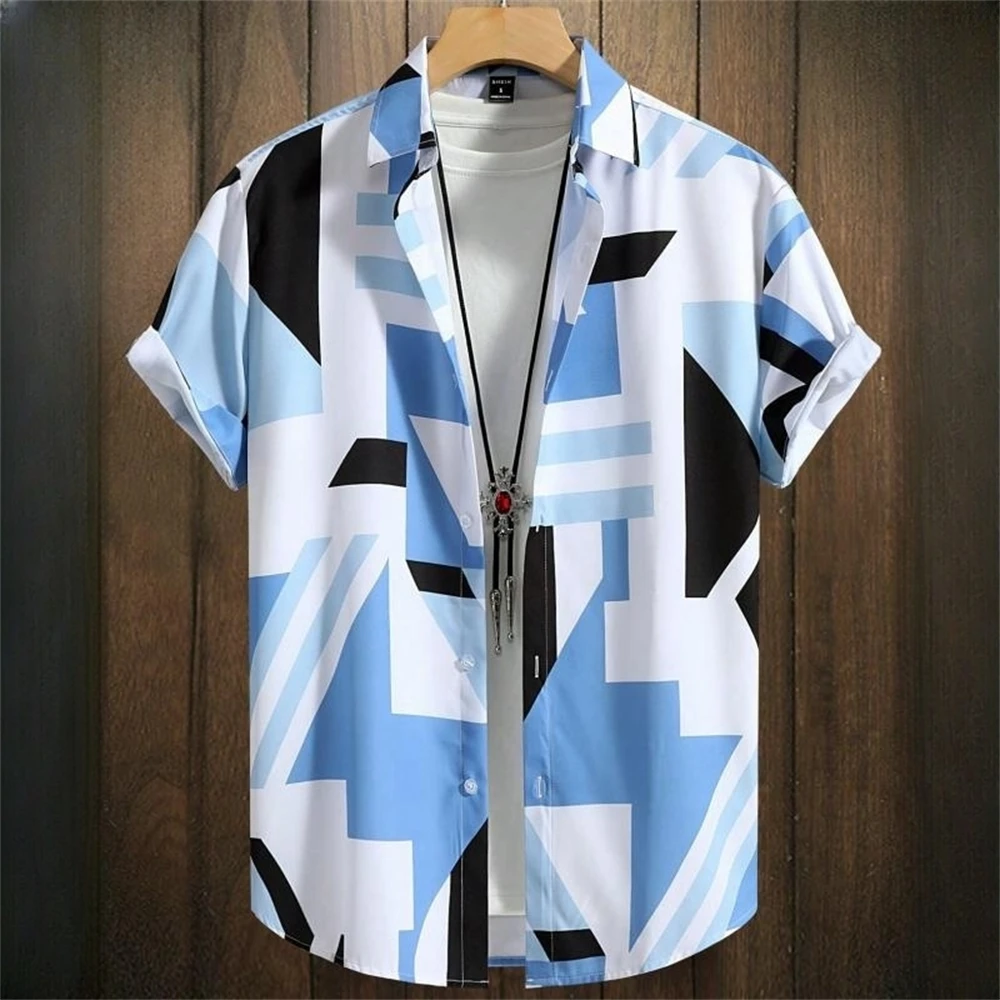 Top Trends: Simple Shirts For Men 3d Patchwork Printed High-Quality Men&#039;s Clothing Summer Casual Short Sleeved Loose Oversized Shirts Tops Shoppable Styles