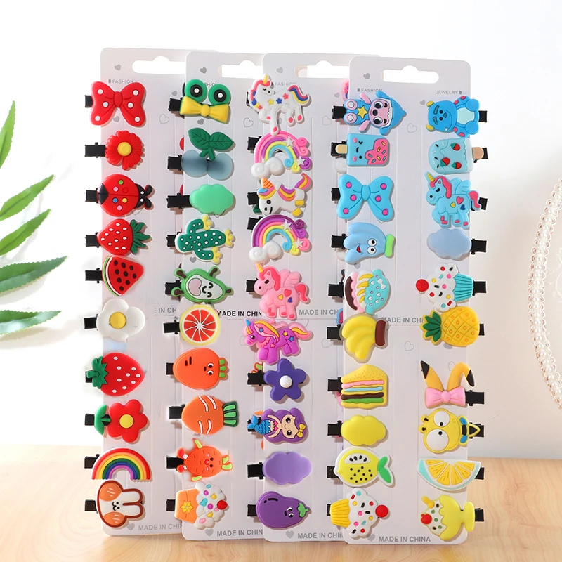 Top Trends: 10Pcs Hair Clip Set Girl Cute Hair Bands Hair Accessories Bow Flower Fruit Headwear Hairpins Cartoon Hair Band Hairpin Headdress Shoppable Styles