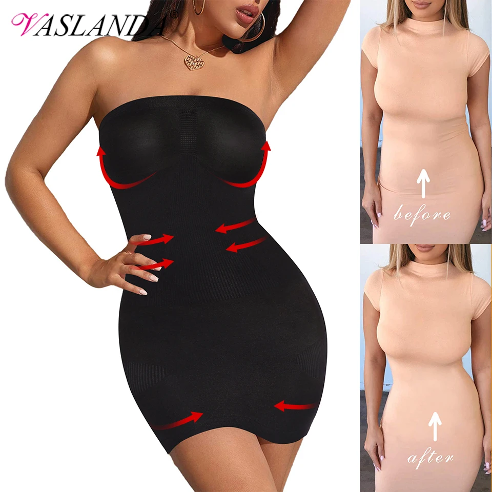 Top Trends: Women Shapewear Strapless Full Slips For Under Dresses Tummy Control Slips Slimming Skirts Full Body Shaper Seamless Underwear Shoppable Styles