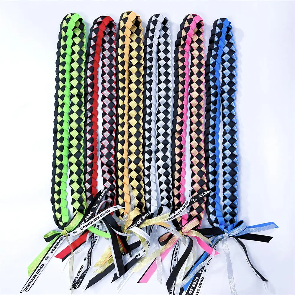 Top Trends: 1 / 3 / 6 / 12 / 24Pcs Graduation Ribbon Lei Class Of 2024 Graduation Braided Necklace Graduation Gift Party Accessories For Women Men Shoppable Styles