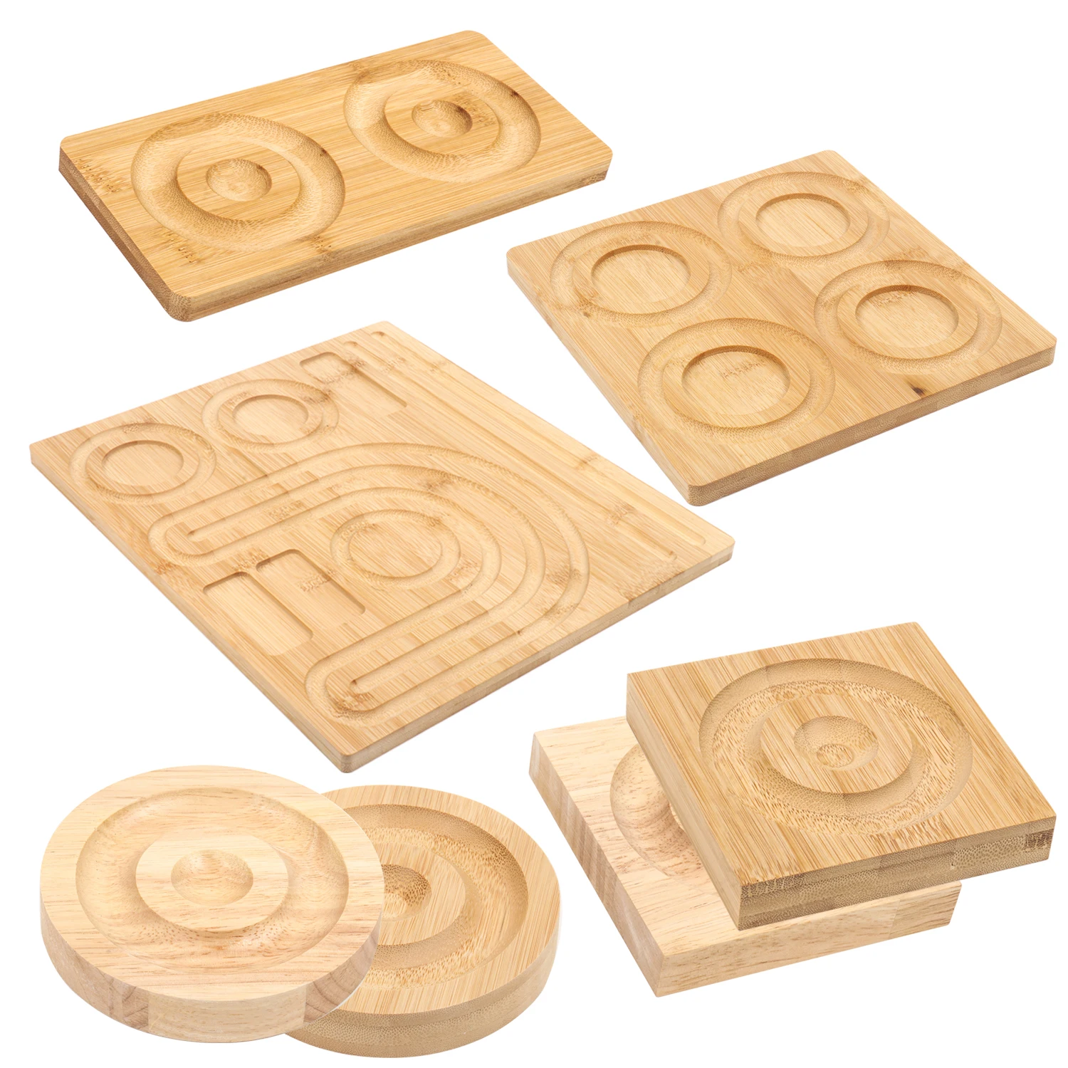 Top Trends: Square Round Wood Bamboo Design Tray Storage Base Display Board Ear Nail Decor Ornament Necklace Bracelet Pendant Oragnize Shoppable Styles