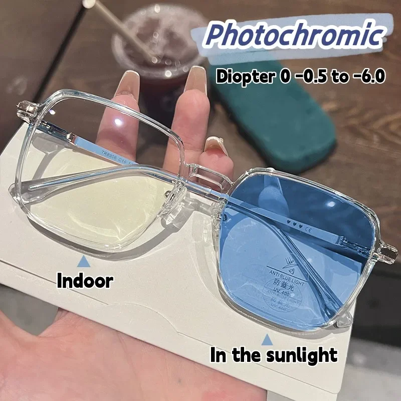 Top Trends: Women Luxury Photochromic Glasses Outdoor Color Changing Myopia Eyewear Unisex Trendy Minus Prescription Diopters Eyeglasses Shoppable Styles