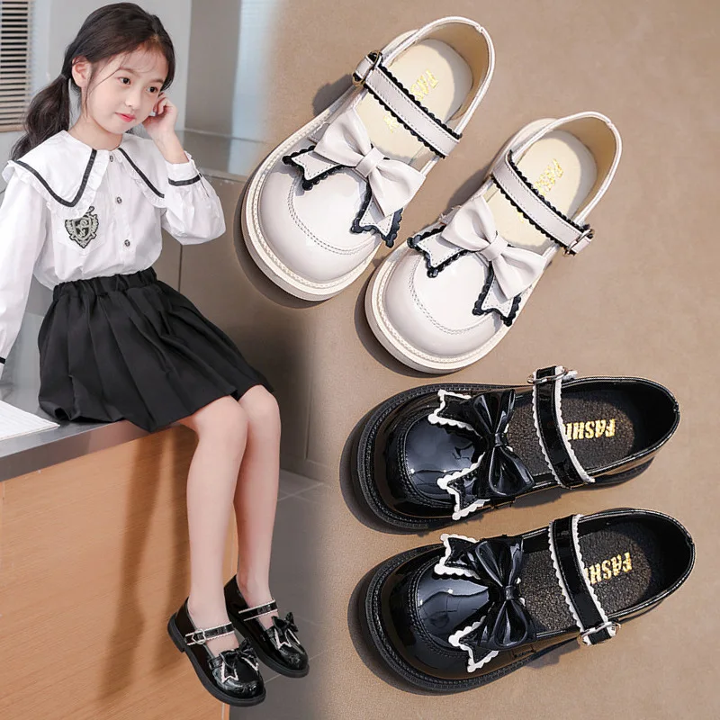 Top Trends: Girls Leather Shoes For Children Wedding Dress Princess School Shoes Kids Summer Bow-knot Black Student Sandals Korean Fashion Shoppable Styles