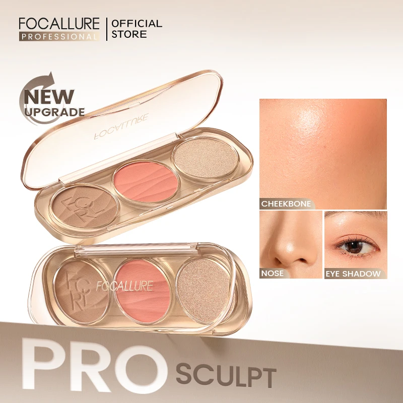 Top Trends: FOCALLURE 3 In 1 Pearlescent Highlighter Contour Blush Palette Multi-Use 3D Matte Face Contour Blusher Makeup Powder Cosmetics Shoppable Styles