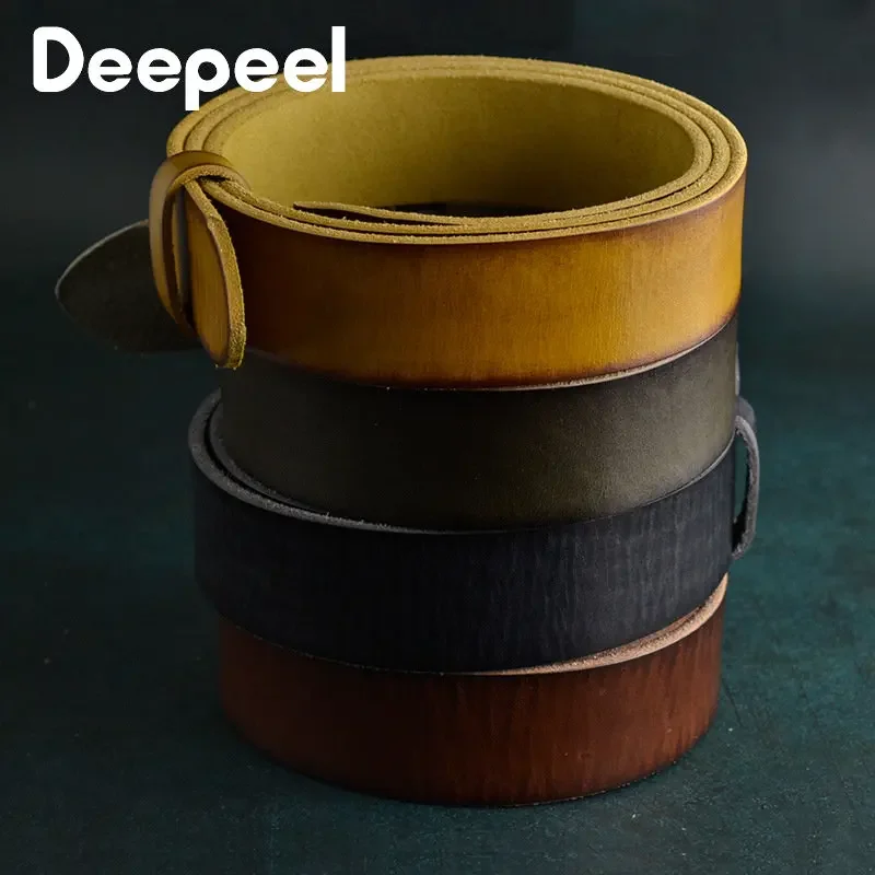 Top Trends: Deepeel 3.8*110-125cm Vintage Men Genuine Leather Belt Body First Layer Cowskin Belts Vegetable Tanned Without Buckle Waistband Shoppable Styles