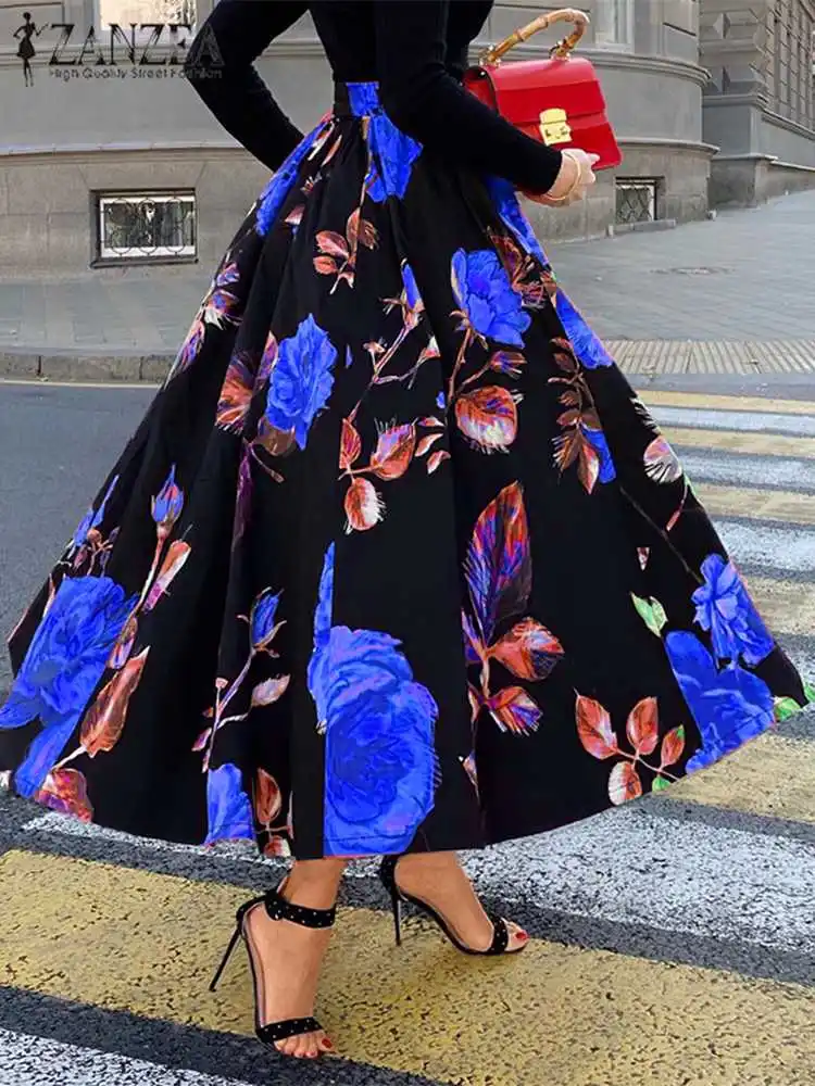 Top Trends: Women Elegant Floral Print Jupe Femme ZANZEA Bohemian Long Skirts 2023 Fashion Holiday A Line Mujer Falda Party Big Swing Skirt Shoppable Styles