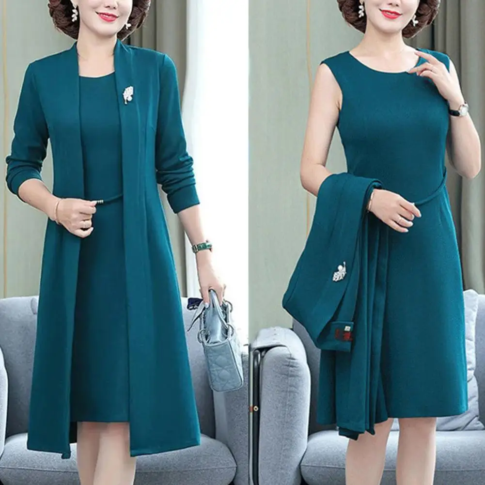 Top Trends: Middle-aged Mother Autumn Winter Women's Long Dress Women's Clothing Vestidos Two-piece Suit Style Jacket Feast Dress Shoppable Styles