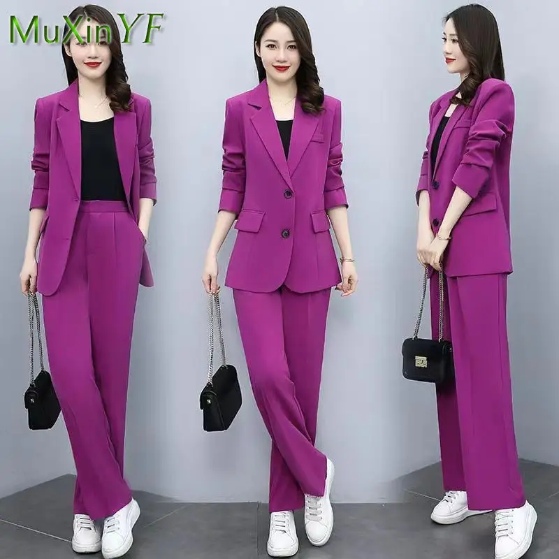 Top Trends: Women&#039;s Professional Wear 2022 Spring Autumn New Casual Suit Jacket Pants Two-piece Korean Loose Elegant Blazers Trousers Set Shoppable Styles