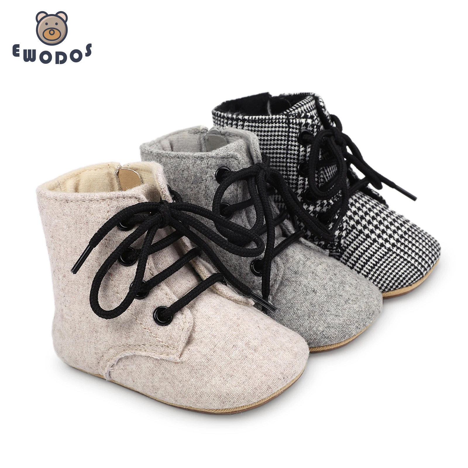 Top Trends: EWODOS Newborn Baby Girls Winter Boots Solid Color / Houndstooth Print Ankle Boots Warm Baby Walking Shoes For Toddler Infant Shoppable Styles