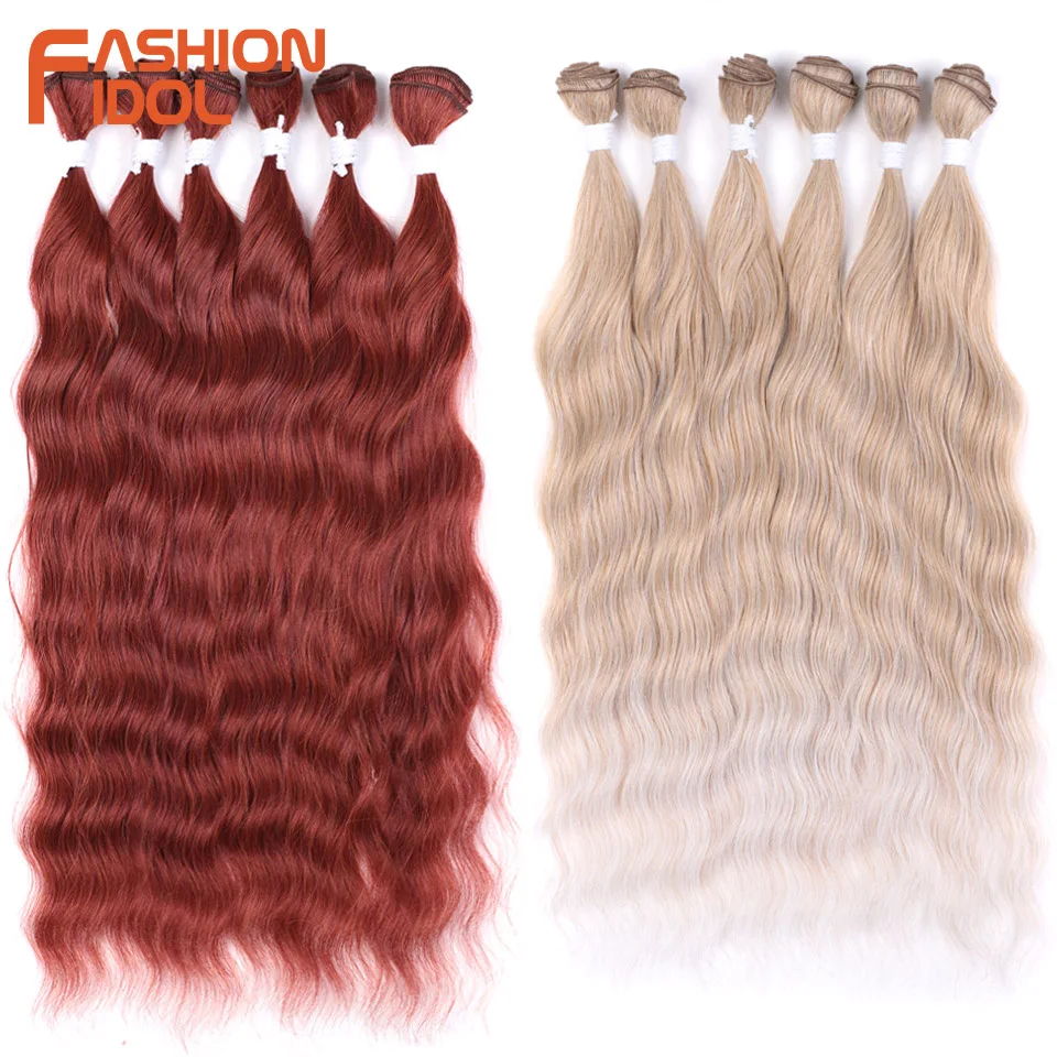 Top Trends: Loose Deep Water Wave Hair Bundles Synthetic Hair Extensions Ombre Blonde Pink Hair Weave Bundles 6Pcs / Pack 20inch Shoppable Styles