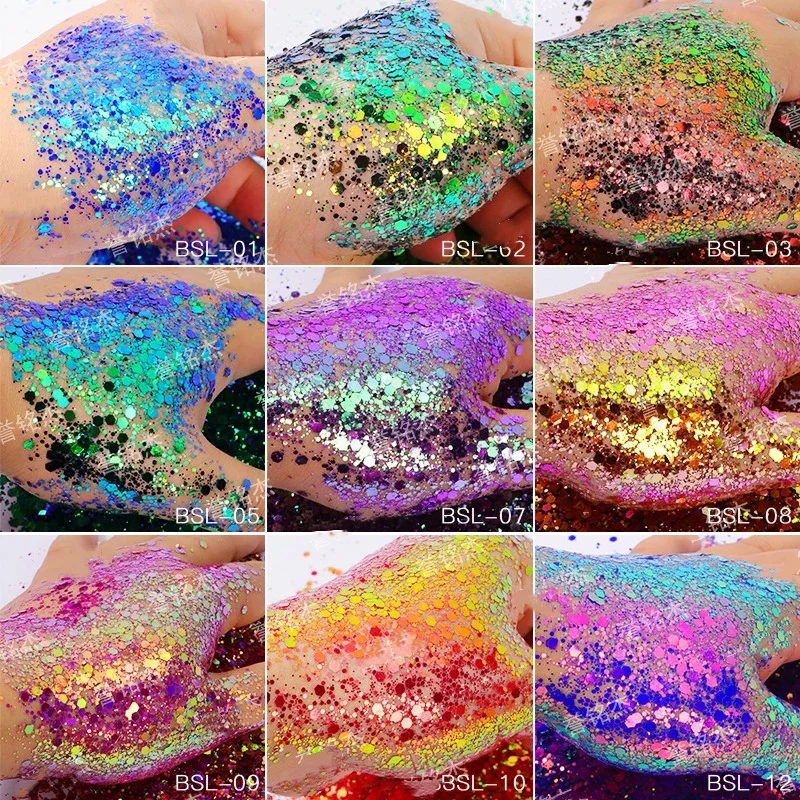 Top Trends: 5g / Bag Iridescent Nail Art Glitter Sequins Korean Laser Hexagon Sequins Mixed Glitter Powder Nail Tips Manicure Body / Eye Glitter Shoppable Styles