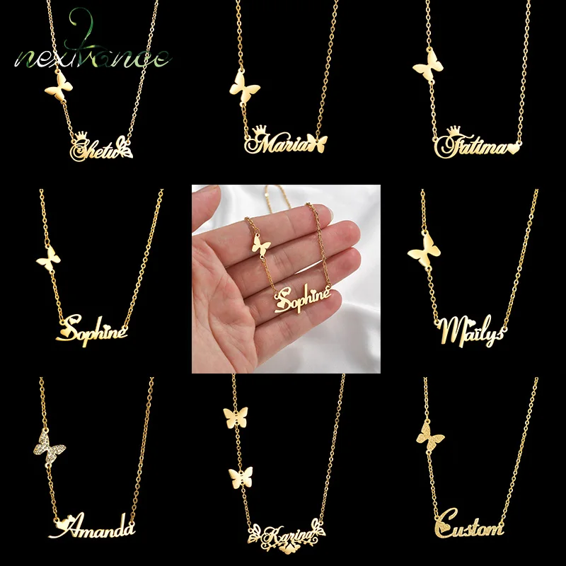 Top Trends: Nextvance Customized Name Necklace Butterfly Styles Stainless Steel For Women Girl Personalized Beautiful Birthday Jewelry Gifts Shoppable Styles