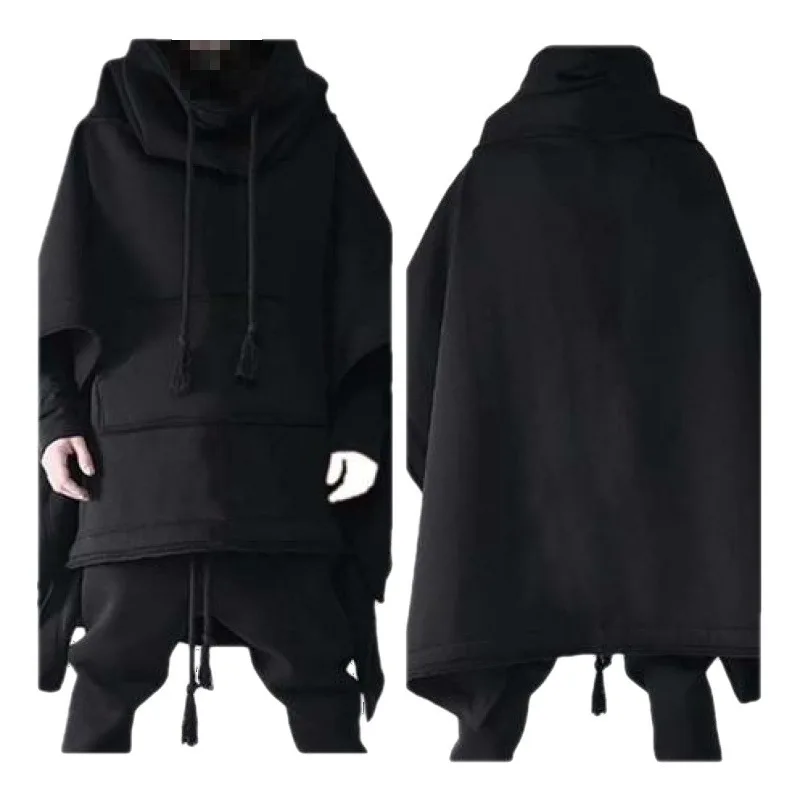 Top Trends: Medium And Long Bat Sleeve Cape Hoodie Jacket Men's Autumn Wool Jacket Fashion Men's Personality Shawl Men's Wool Jacket Top Shoppable Styles