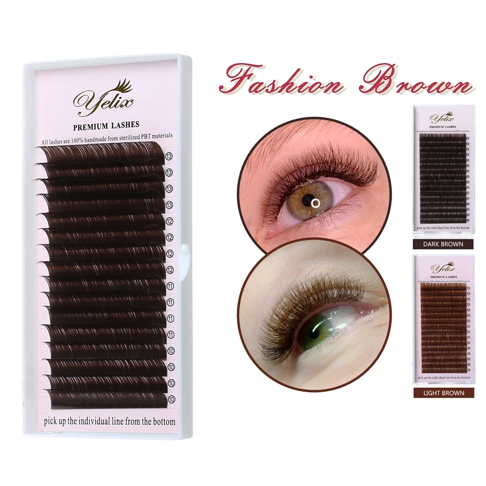 Top Trends: Yelix 0.07mm Dark Brown Eyelash Extension Mix 7-15mm Brown Eyelashes Soft High Quality Individual Lashes Mink False Eyelashes Shoppable Styles