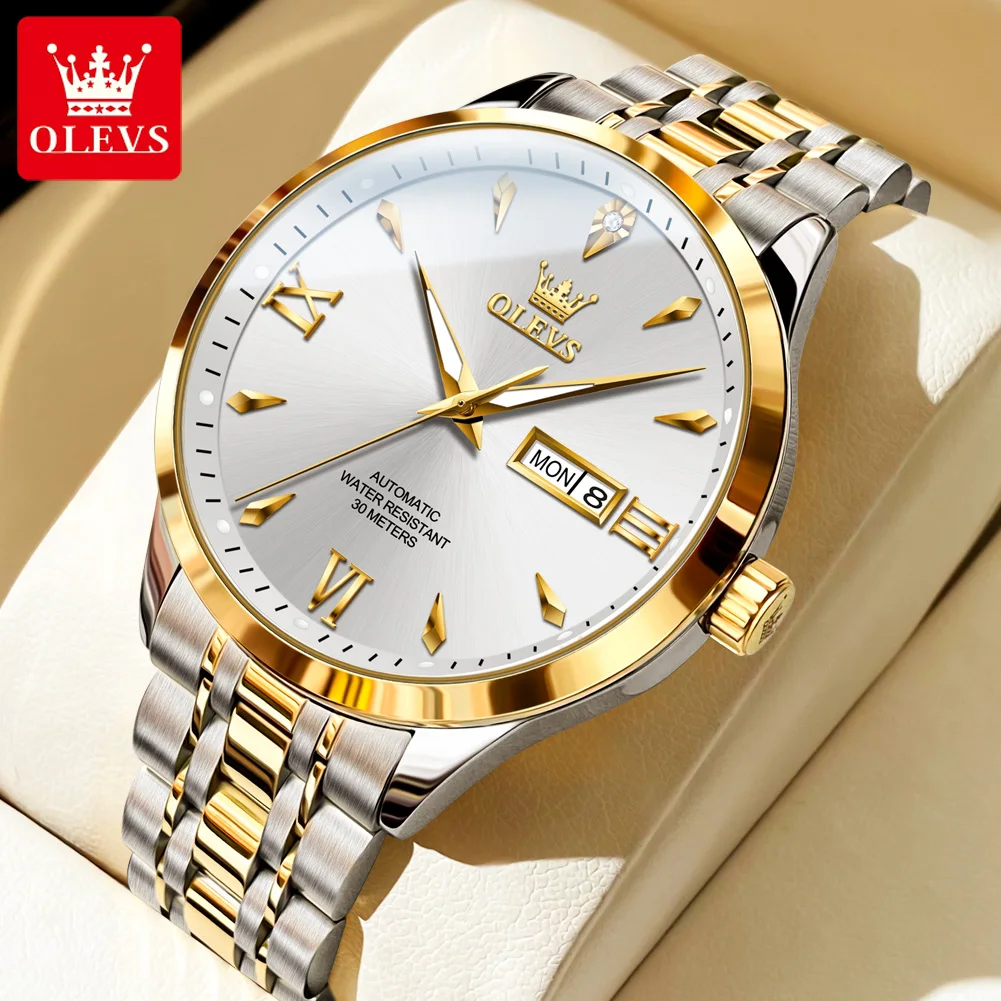 Top Trends: OLEVS 2023 New Men&#039;s Mechanical Watch Waterproof Luminous Stainless Steel Week Date Business Automatic Watch For Men Wrist Watch Shoppable Styles