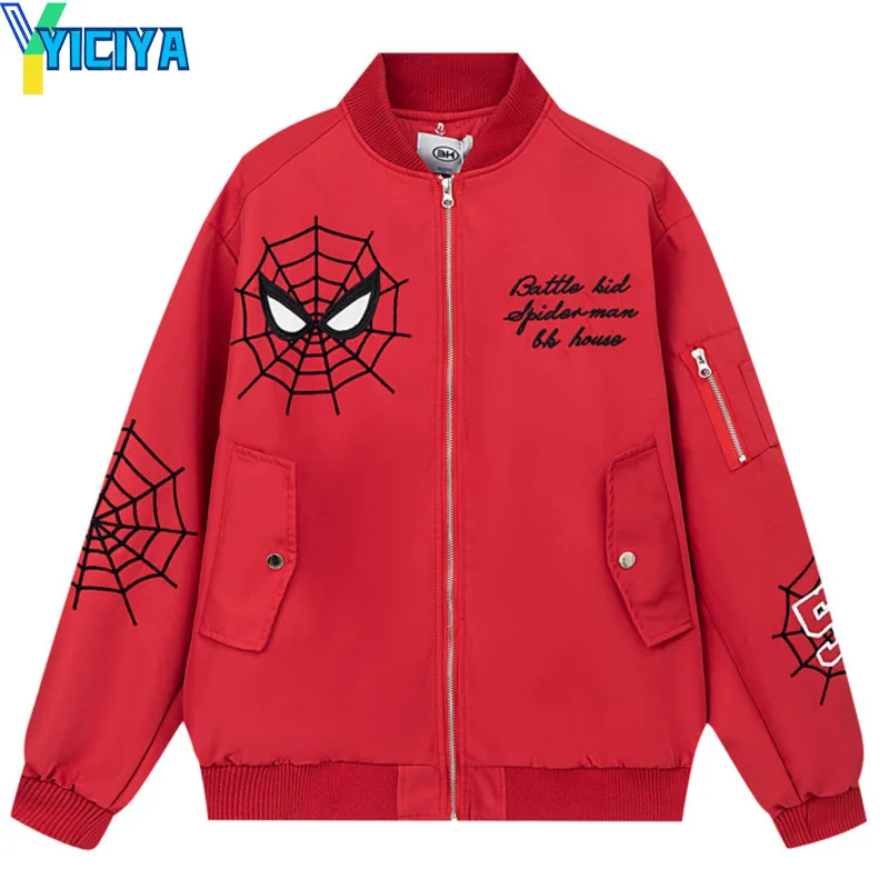 Top Trends: YICIYA Baseball Jacket Spider Embroidery Hat Removable Coat Bomber Korean Fashion Winter Vintage Jackets New Outfit Clothing Top Shoppable Styles