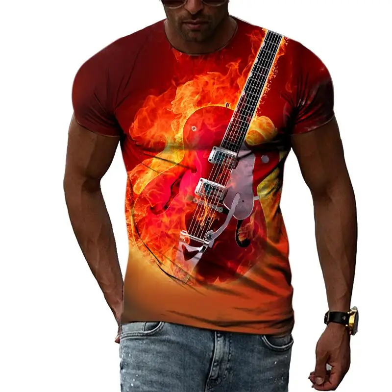 Top Trends: Summer Fashion Graphics Music Guitar T-Shirts For Men Casual 3D Print Tees Hip Hop Harajuku Personality Round Neck Short Sleeve Shoppable Styles - Image 2