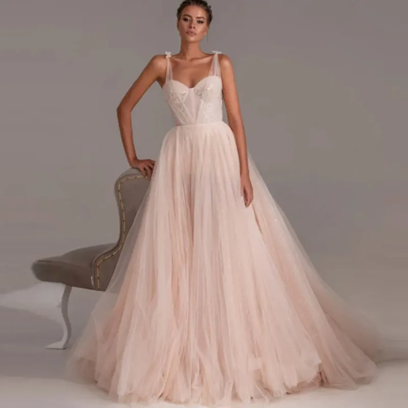 Top Trends: Aleeshuo Exquisite Pink A-Line Prom Dresse Organza Appliques Sweetheart Evening Dress Spaghetti Strap Lace Up Floor-Length 2024 Shoppable Styles