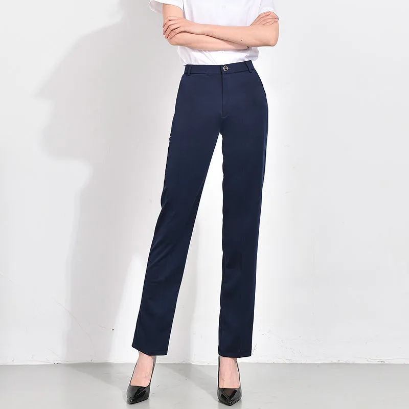 Top Trends: Women 2023 New Formal High Waist Straight Suit Pants Classic Plus Size 26-35 Work Wear Slim Black / Navy Trousers OL Stretch Pants Shoppable Styles