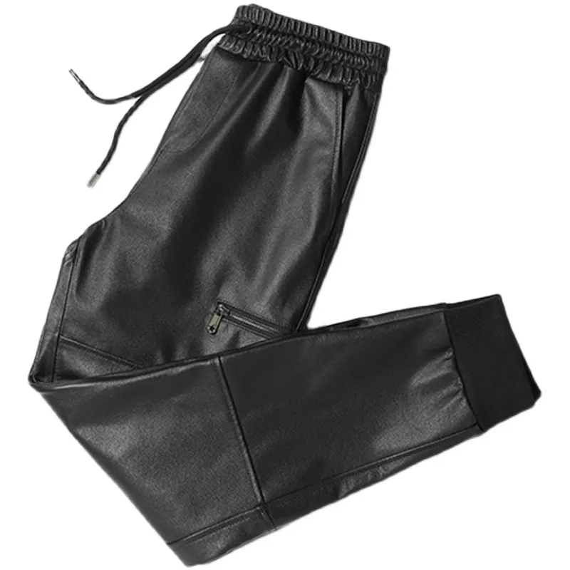 Top Trends: Men's Waterproof Leather Pants, The First Layer Of Cowhide, Bunched, Large Size, Fleece, Thickened, Cycling, Autumn, Winter Shoppable Styles