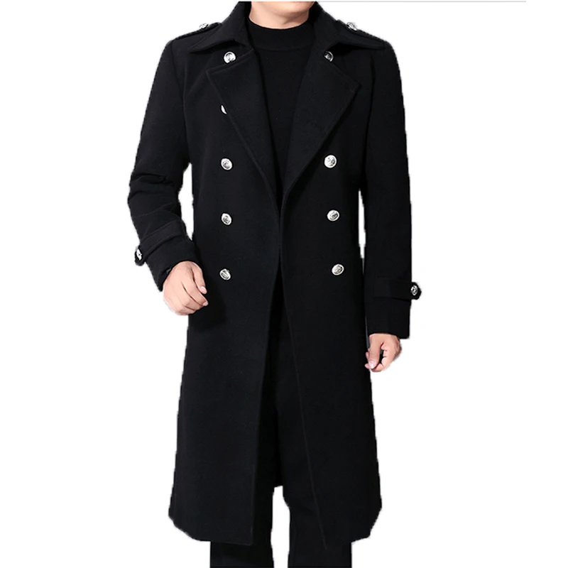 Top Trends: Long Dust Coat Men Winter Warm Trench Woolen Cloth Coat Mens Double Breasted Slim Casual Jackets Solid Business Outwear Shoppable Styles