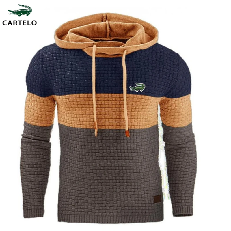 Top Trends: CARTELO Autumn Winter Men&#039;s Slim Hooded Sweatshirts Men&#039;s Jacquard Sweater Long Sleeved Hoodie Warm Hooded Sweatshirt Coats 5XL Shoppable Styles