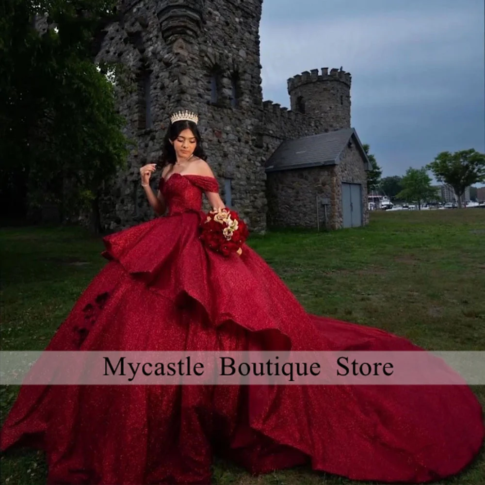 Top Trends: Elegant Wine Red Quinceanera Dresses 2023 Appliques Beaded Off Shoulder Sweet 16 Dress Ball Gowns Vestidos De 15 Quinceañera Shoppable Styles - Image 2