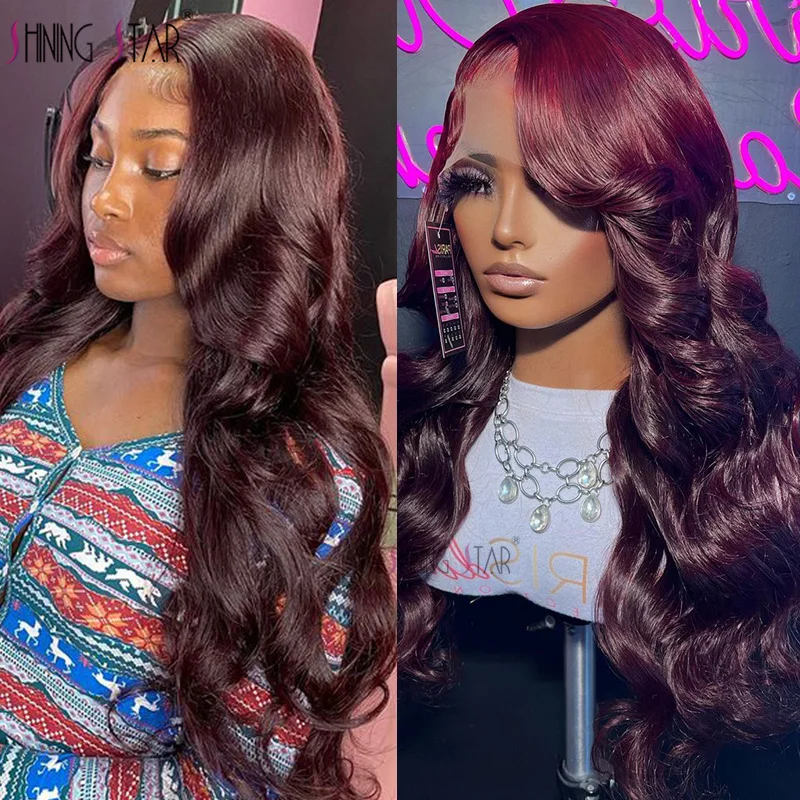 Top Trends: 99J Burgundy 13X6 HD Lace Frontal Wigs Body Wave Colored Red Lace Front Wigs 13x4 Lace Front Wig Human Hair Wigs Transparent Wig Shoppable Styles