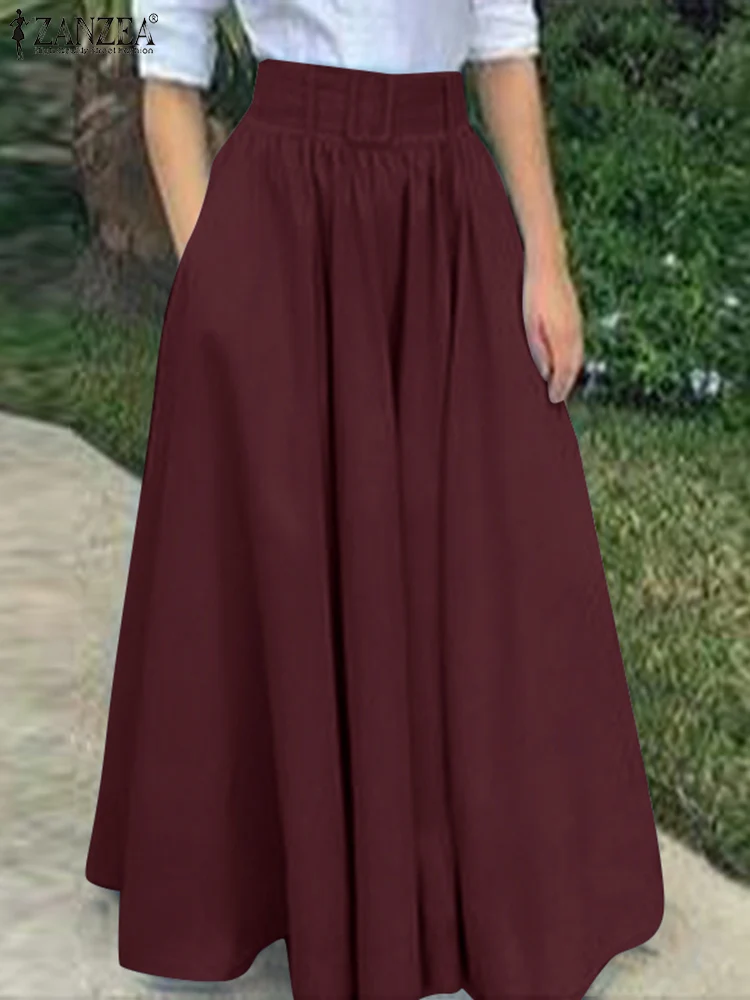 Top Trends: Fashion Maxi Skirts Women Pleated Sundress ZANZEA 2023 Elastic Waist Casual Long Vestidos Female Solid Faldas Saia Party Skirt 7 Shoppable Styles