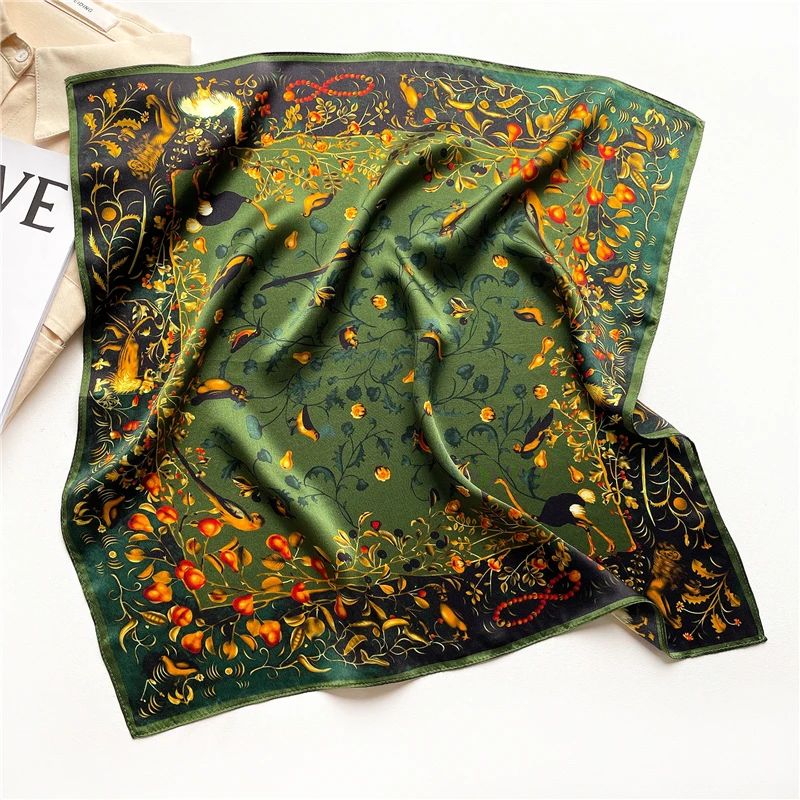 Top Trends: Elegant Floral Silk Square Scarf Women Spring New Hairband Neck Kerchief Bandana Female Foulard Hair Wrapping Handkerchief Shoppable Styles - Image 5