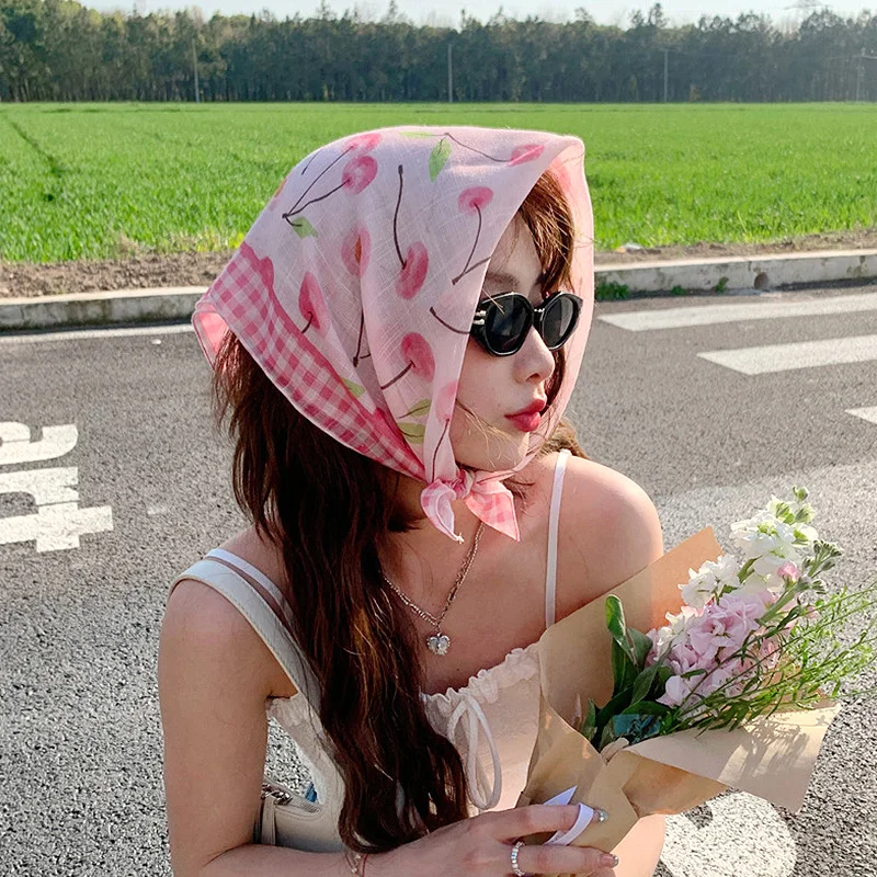 Top Trends: 58cm Cotton Linen Beautiful Bandanas Square Scarf Women Girls Headband Accessories Handkerchief Neckerchief Hairscarf Hairscarf Shoppable Styles