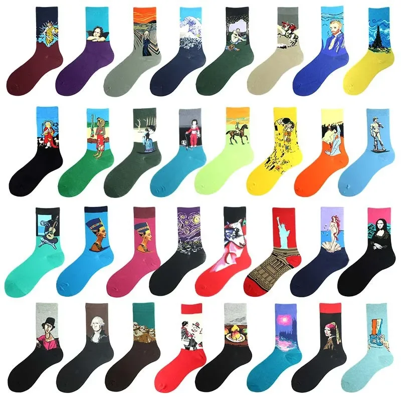 Top Trends: 33 Patterns Classic Autumn Winter Retro Women Personality Art Van Gogh Mural World Famous Painting Male Socks Boys Oil Happy Sox Shoppable Styles