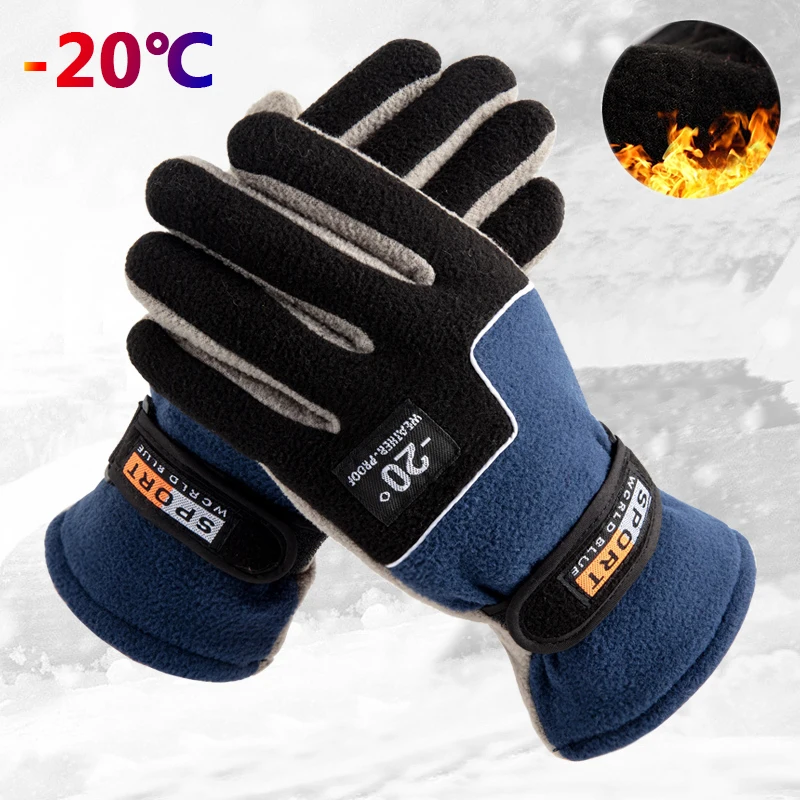 Top Trends: -20℃ Winter Warm Fleece Gloves Men Thermal Cycling Snow Thick Gloves Polar Fleece Mittens For Male Snow Sports Windproof Glove Shoppable Styles - Image 2