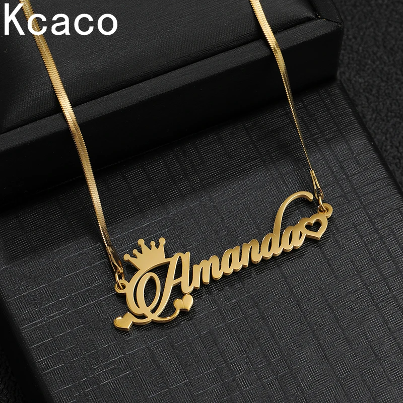 Top Trends: Kcaco Women Personalized Name Necklace Stainless Steel Snake Chain With Pendant Customized Nameplate Jewelry Gifts Shoppable Styles