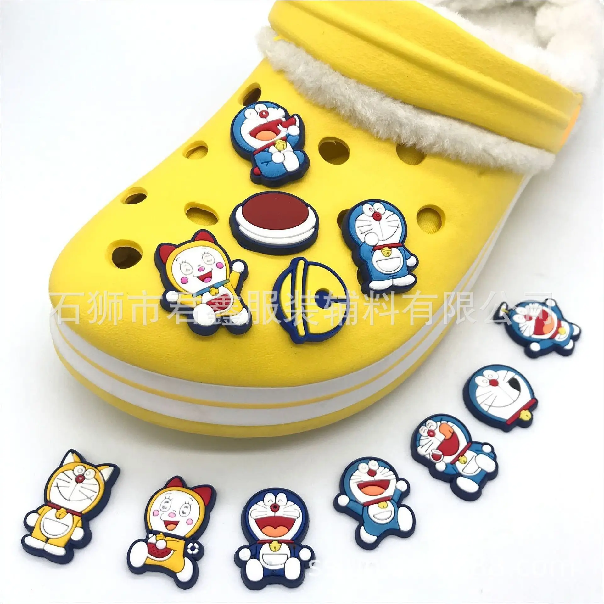 Top Trends: 1pcs Single Sale Doraemon Cartoon Shoe Buckle Detachable Sneakers Croc Charms Accessories Decoration Wholesale Kid X-mas Gifts Shoppable Styles