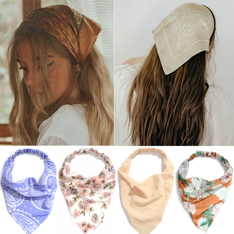 Top Trends: 2022 Summer Vintage Print Flower Beach Bandana Hair Scarf Fashion Elastic Rubber Headbands For Women Girl Hair Accessories Shoppable Styles