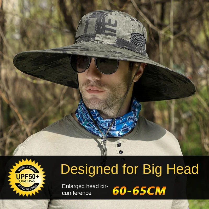 Top Trends: Men's Outdoor Visor Hat Plus Size 60-65cm Big Head For Fisherman's Caps Camouflage Camping Fishing Hat Male Shoppable Styles